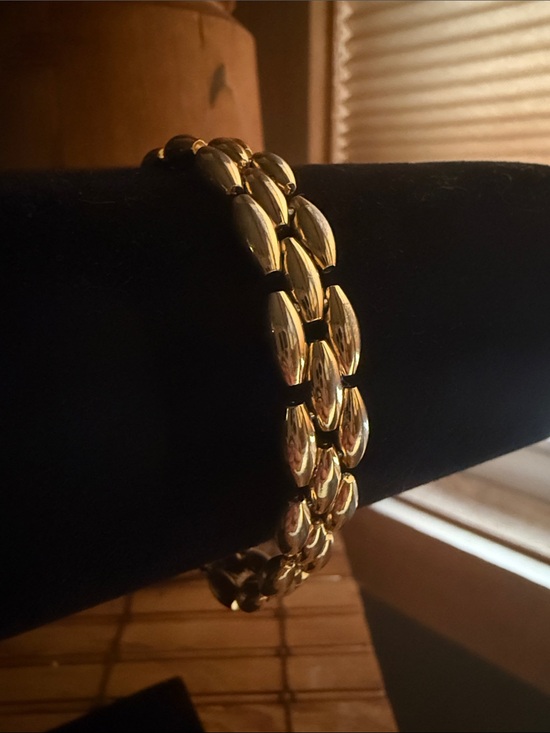 Trifari Jewelry - Trifari Polished Gold-Tone Linked Stretch Bracelet